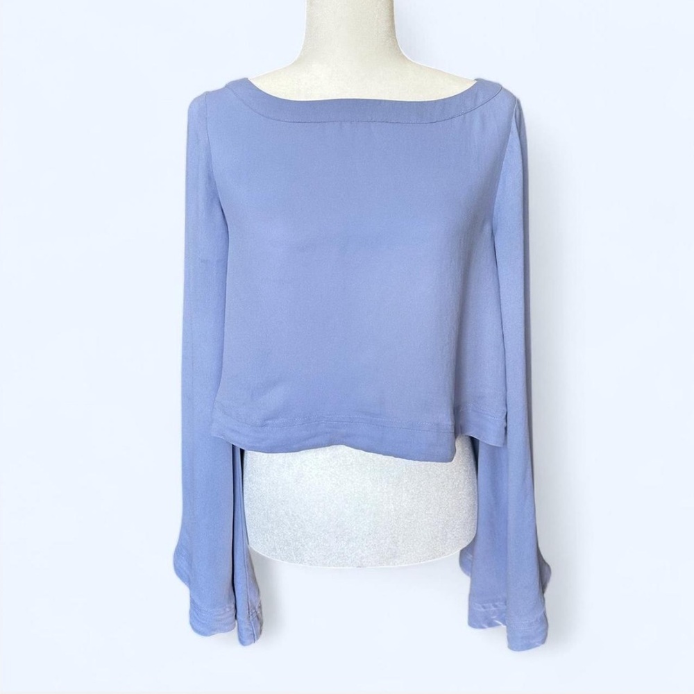 Free People XS “Stars Aligned” Bell Sleeve Crop Top in Periwinkle
